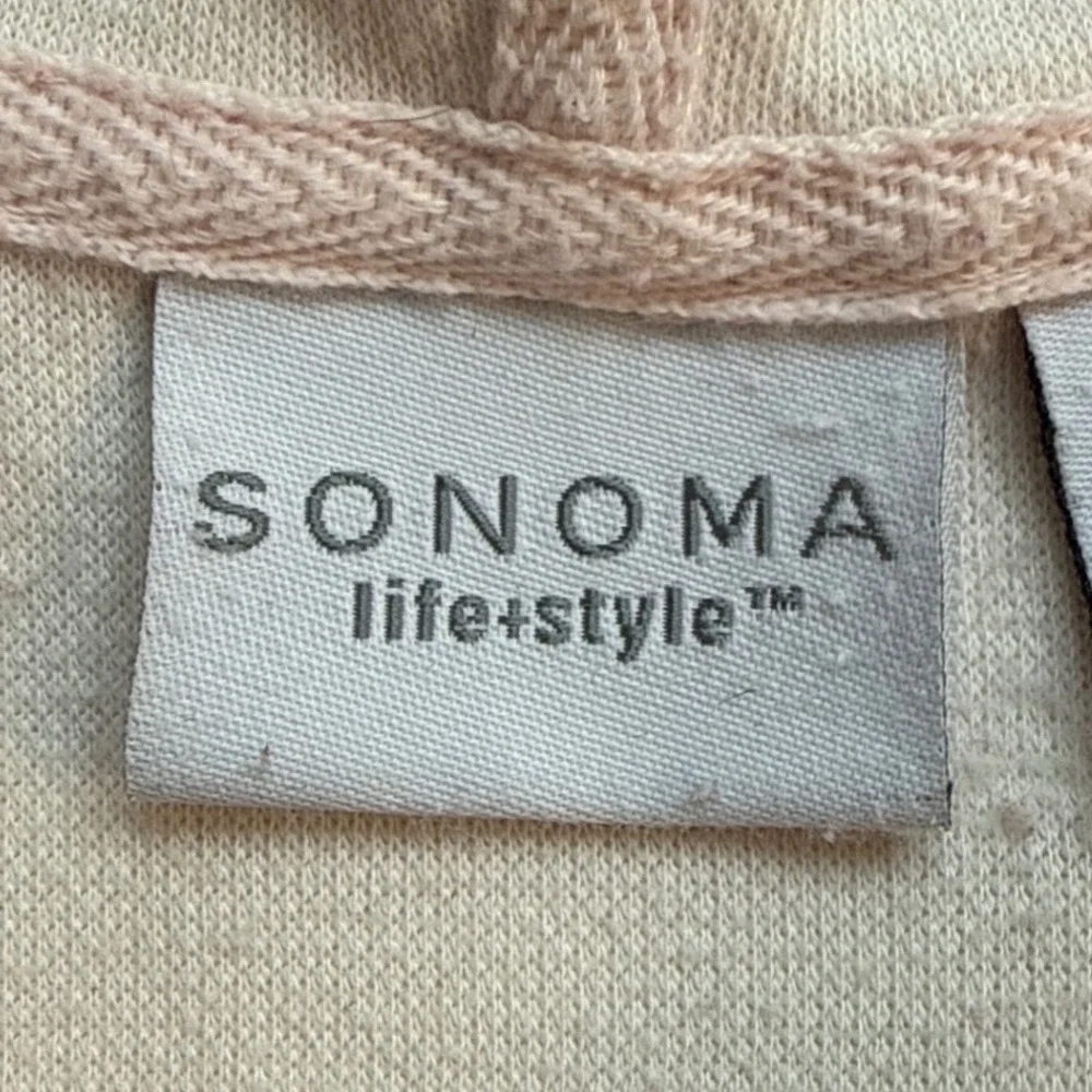 Sonoma Life Style Women White w/ pink hue Ribbed lightweight Hoodie V-Neck Sz-M - Picture 8 of 10